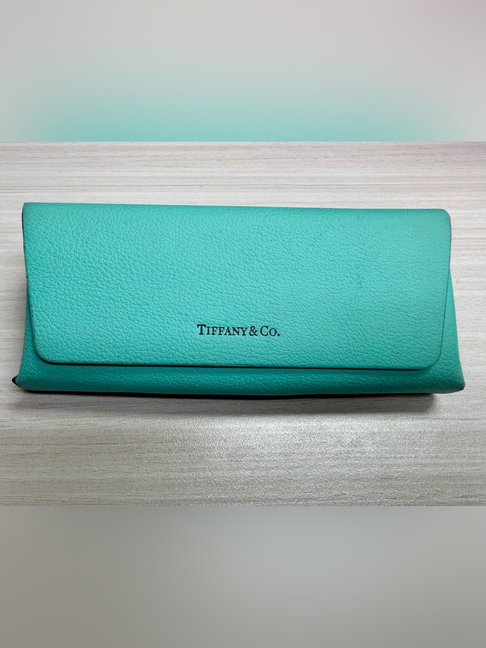 Tiffany & Co. Teal Pebbled Leather Eyeglases Case